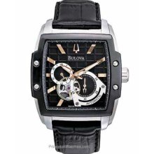 Bulova Mens BVA-Series 145 Automatic Black Dial Leather 98A118