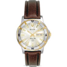 Bulova Mens Marine Star Stainless & Gold Tone Silver/White 98C71