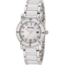 Bulova Watch 98p121 Ladies 8 Diam Highbridge Watch - Mop Dial Stainless Ceramic