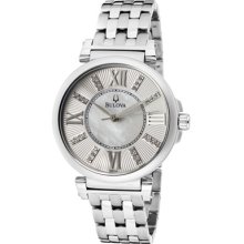 Bulova Watches Women's Diamond Silver/White MOP Dial Stainless Steel S