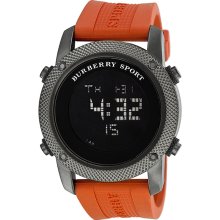 Burberry Sport Digital Chronograph Orange Rubber Mens Watch BU7717