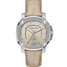 Burberry The Britain Diamond Bezel Alligator Strap Watch