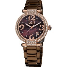 Burgi Women's Quartz Date Ceramic Bracelet Watch (Burgi ladies ceramic and stainless steel watch)