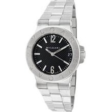 Bvlgari Diagono Black Dial Stainless Steel Ladies Watch DG29BSSD