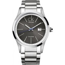 Calvin Klein Mens K2246107 Black Dial Stainless Steel Watch