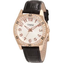 Caravelle By Bulova Women's Crystal Leather Strap Quartz Watch 44l104