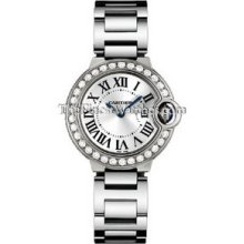 Cartier Ballon Bleu 28mm White Gold Diamond Ladies Watch WE9003Z3