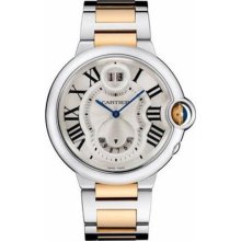 Cartier Ballon Bleu Men's Watch Stainless Steel With 18k Pink Gold with Dual Time Zone Silver Roman Dial W6920027