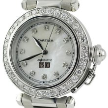 Cartier Pasha C W31058m7 Diamond Pearl Swiss Made Automatic Midsize Unisex Watch
