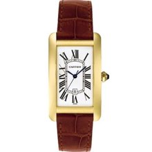 Cartier Tank Americaine 18k Yellow Gold Mens Watch W2603156