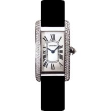 Cartier Tank Americaine 18kt White Gold Diamond Ladies Watch WB701831