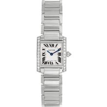 Cartier Tank Francaise Ladies White Gold Diamond Watch WE1002S3