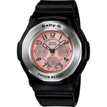 Casio Baby Gloss Black With Pink Ana-digital Watch Bga107-1b
