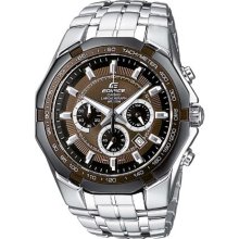 Casio Edifice Ef-540D-5Avef Men's Analog Quartz Watch With Chronograph And Steel Bracelet, Brown
