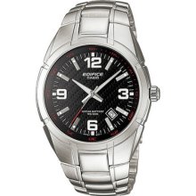 Casio Edifice Ef125d-1av Mens Stainless Steel 100m Dress Black Carbon Dial Watch