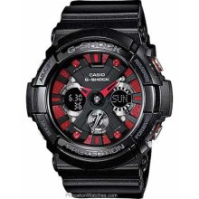 Casio G-Shock XL Analog-Digital Black and Red Dial Gloss GA200SH-1A