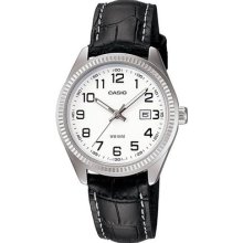 Casio Ladies Analogue With Date Display Watch Ltp-1302l-7bv Leather Band