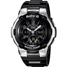 Casio Ladies Stainless Steel Baby-G Analog Digital Black Dial Resin BGA110-1B2