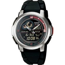 Casio Men's AQF102W-1BV Black Resin Quartz Watch with Black Dial ...