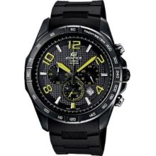 Casio Mens Edifice Black Label Chronograph Stainless Watch - Black Rubber Strap - Black Dial - EFR516PB-1A3V