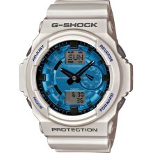 Casio Men's G-Shock White Plastic Resin Case and Bracelet Blue Digital Analog Dial GA150MF-7A