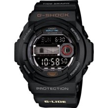 Casio Mens G-Shock G-LIDE Digital Resin Watch - Black Rubber Strap - Black Dial - GLX150-1