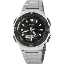 Casio Men's Silver Slim Solar Multi-function Analog-digital Watch Aqs800wd-1ev