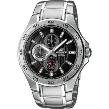 Casio Men's Stainless Steel Edifice Quartz Black Dial Day Date EF335D-1A