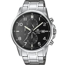 Casio Men's Watch Analogue Quartz Edifice Efr-505D-1Avef With Silver Steel Strap Black Dial