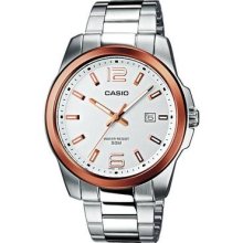Casio Mtp1296d-7a Standard Analog Date Stainless Steel Bracelet White Dial