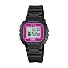 Casio Womens Casual Digital Watch with Red Face Black