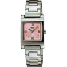 Casio Women's Core LTP1237D-4A Silver Stainless-Steel Quartz Watch with Pink Dial