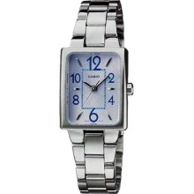 Casio Women's Core LTP1294D-2A Silver Stainless-Steel Quartz Watch with Blue Dial