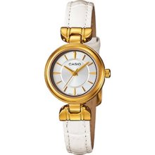 Casio Women's Core LTP1353GL-7A White Leather Quartz Watch with W ...