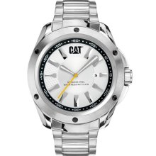 CAT Mens Stream Analog Stainless Watch - Silver Bracelet - Black Dial - YQ.143.11.124