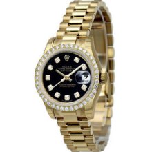 Certified Pre-Owned Rolex Ladies President Gold Diamond Watch 69138
