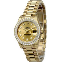 Certified Pre-Owned Rolex Ladies President Gold Diamond Watch 179138