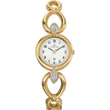 Certus Paris women's gold tone brass stones encrusted white dial watch