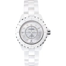 Chanel J12 Automatic Unisex Watch Diamond Markers 38mm White Ceramic H2423 Bnib