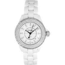 Chanel J12 White Ceramic Ladies Midsize Quartz Watch H1628