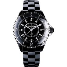Chanel Women's J12 Jewelry Black & Diamonds Dial Watch H1625