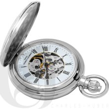 Charles Hubert Classic Chrome Mechanical Pocket Watch 3527-W