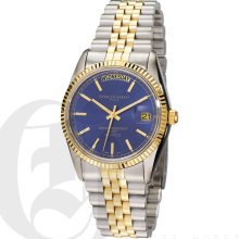 Charles Hubert Classic Mens Two Tone Blue Dial All Weather Watch with Day and Date 3401