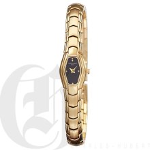 Charles Hubert Premium Ladies Black Dial Gold Tone Stainless Steel Dress and Sport Watch 6740-G
