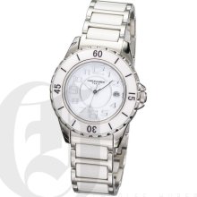 Charles Hubert Premium Ladies White Dial Dress and Sport Watch with Genuine Ceramic Case and Band 6755-W