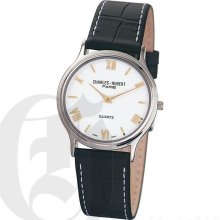 Charles Hubert Premium Mens White Dial Stainless Steel Watch with Leather Strap 3704