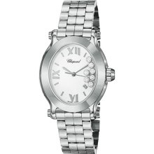 Chopard Watches Women's Happy Sport Oval White Dial Stainless Steel S