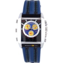 Chronotech Men's Blue Textured Dial Blue and Black Leather Watch