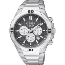 Citizen An8020-51h Men's Quartz Sports Grey Dial Chrono Stainless Steel Watch
