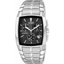 Citizen Eco-drive Chronograph Black Dial Silver Tone Men's Watch At2000-54e Sd1